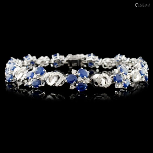 14K Gold 7.72ctw Sapphire & 1.49ctw Diamond Bracel