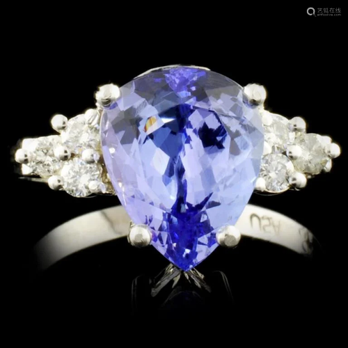 14K Gold 3.27ct Tanzanite & 0.22ctw Diamond Ring