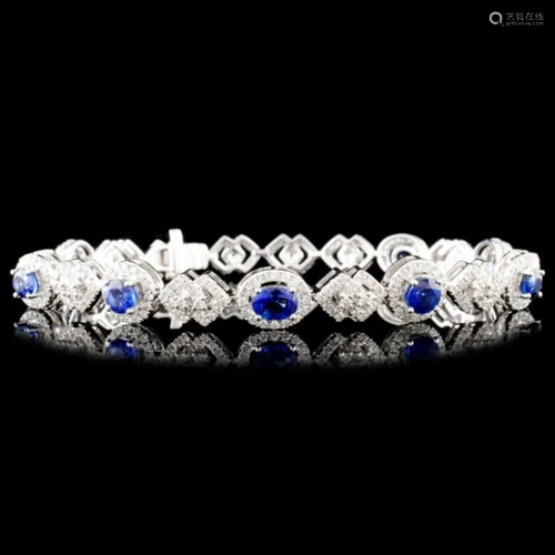 18K Gold 4.02ct Sapphire & 2.02ctw Diamond Bracele