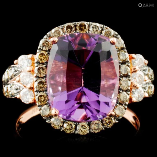 14K Gold 3.40ct Amethyst & 0.81ctw Diamond Ring