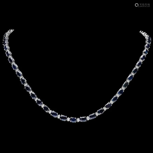 `14k Gold 25.00ct Sapphire & 1.00ct Diamond Neckla