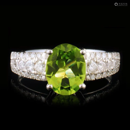 14k Gold 1.63ct Peridot & 0.43ctw Diamond Ring