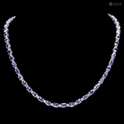 `14k Gold 23.00ct Tanzanite & 1.00ct Diamond Neckl