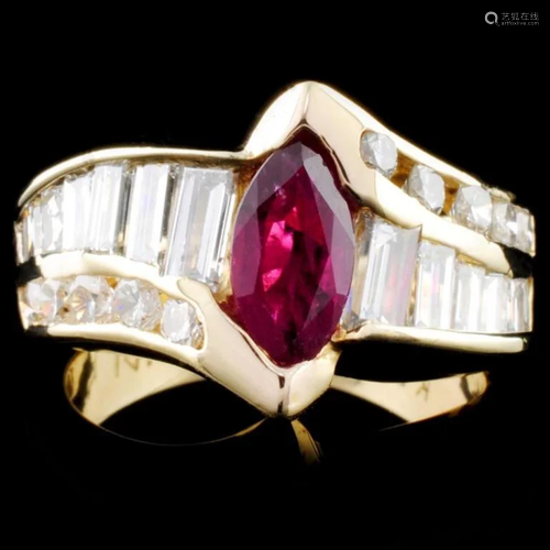 14K Gold 1.15ct Ruby & 1.63ctw Diamond Ring