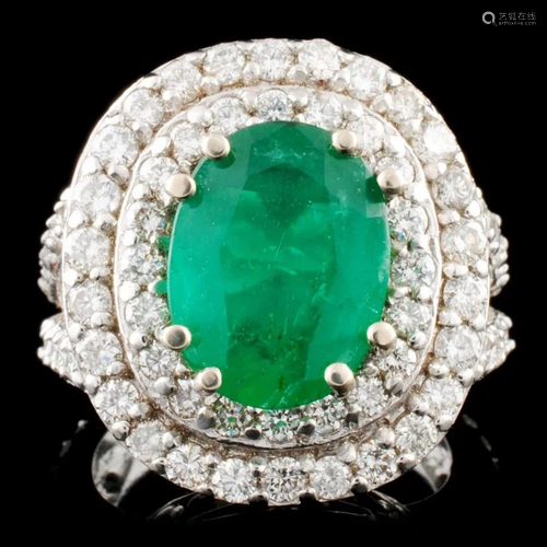 14K Gold 3.69ct Emerald & 2.32ctw Diamond Ring