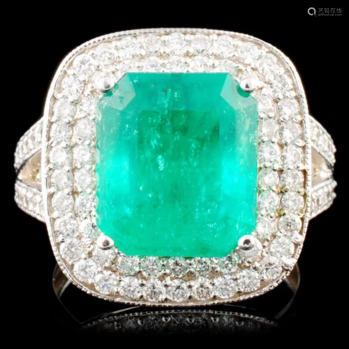 18K Gold 5.50ct Emerald & 1.09ctw Diamond Ring