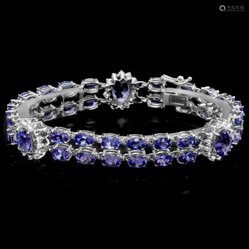 `14k Gold 21.00ct Tanzanite & 1.55ct Diamond Brace