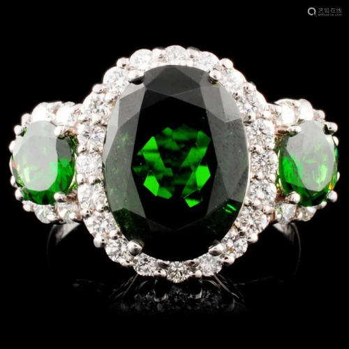 18K Gold 6.55ct Tsavorite & 2.72ctw Diamond Ring