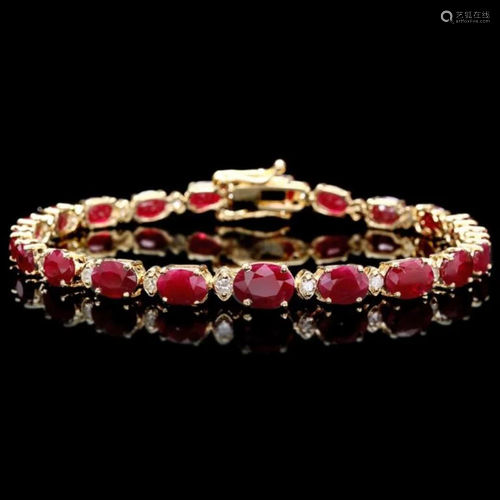 `14k Gold 15.00ct Ruby & 0.50ct Diamond Bracelet