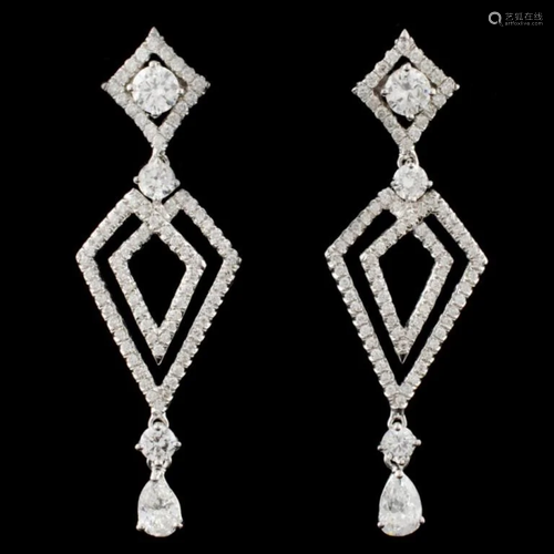 18K Gold 2.01ctw Diamond Earrings