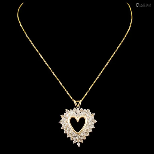 14K Gold 0.97ctw Diamond Pendant