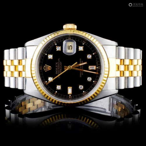 Rolex YG/SS DateJust Diamond 36MM Wristwatch