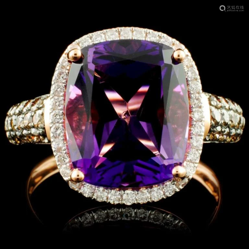 14K Gold 5.03ct Amethyst & 0.57ctw Diamond Ring