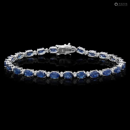 14k Gold 12.00ct Sapphire & 0.50ct Diamond Bracel