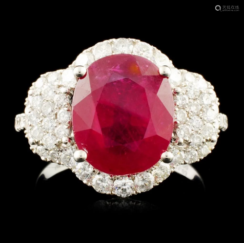 14K Gold 5.00ct Ruby & 1.03ctw Diamond Ring