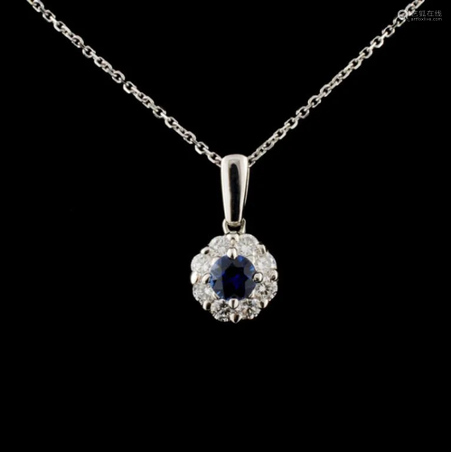 18K White Gold 0.36ct Sapphire & 0.46ct Diamond Pe