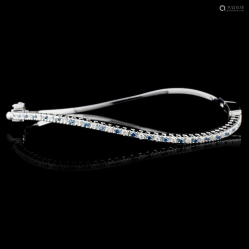 14K White Gold 3.30ctw Fancy Color Diamond Bangle