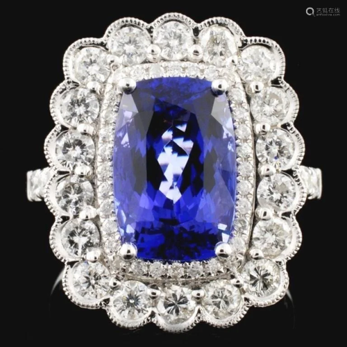 18K White Gold 4.28ct Tanzanite & 1.39ct Diamond R