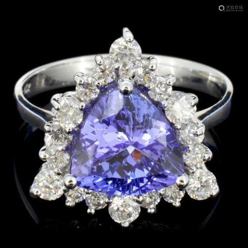 14K Gold 3.50ct Tanzanite & 1.00ctw Diamond Ring