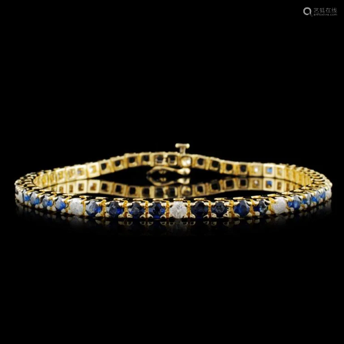 14K Gold 4.62ctw Sapphire & 0.82ctw Diamond Bracel