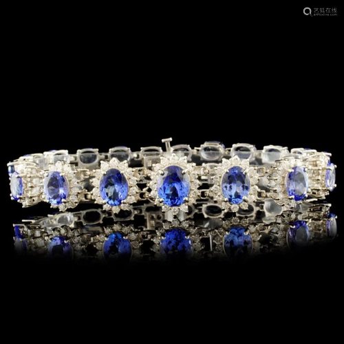 14K Gold 29.40ct Tanzanite & 2.60ctw Diamond Brace