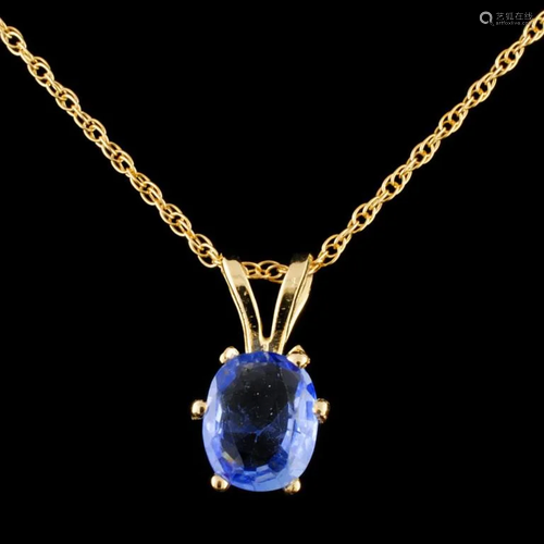 14K Gold 1.13ctw Sapphire Pendant