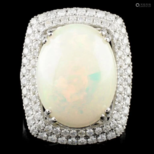 14K Gold 8.45ct Opal & 1.37ctw Diamond Ring