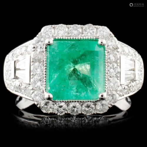 18K Gold 2.13ct Emerald & 1.11ctw Diamond Ring