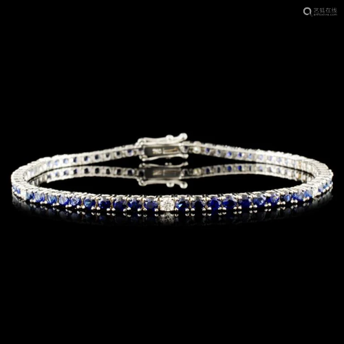 14K Gold 4.02ct Sapphire & 0.29ctw Diamond Bracele