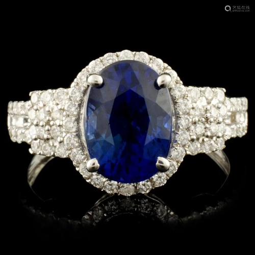 18K Gold 3.23ct Sapphire & 0.48ctw Diamond Ring