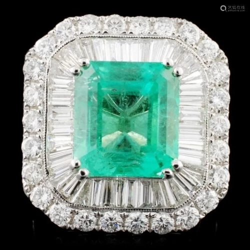 18K Gold 7.27ct Emerald & 3.62ctw Diamond Ring