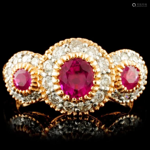 18K Gold 1.06ct Ruby & 0.46ctw Diamond Ring