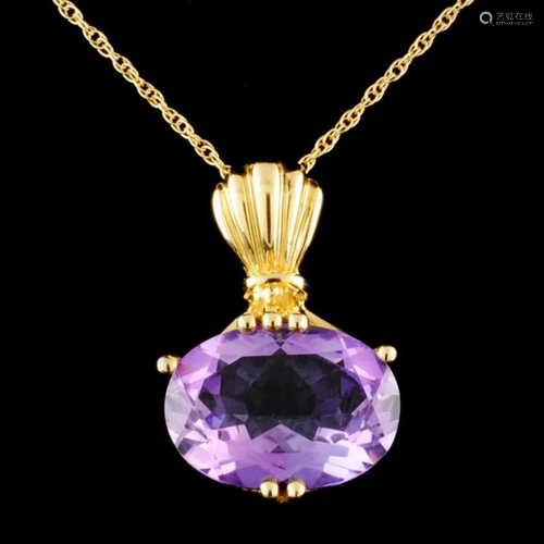 14K Gold 4.58ct Amethyst Pendant