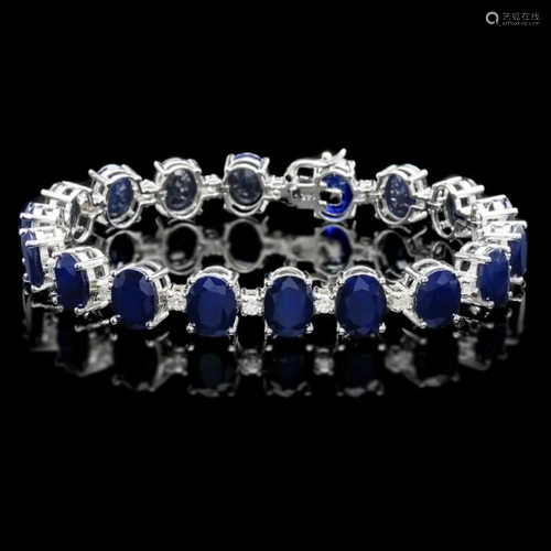 `14k Gold 40.00ct Sapphire & 1.50ct Diamond Bracel