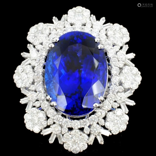 18K Gold 23.15 Tanzanite & 4.74ct Diamond Ring