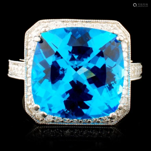 18K Gold 10.36ctw Topaz & 0.98ctw Diamond Ring