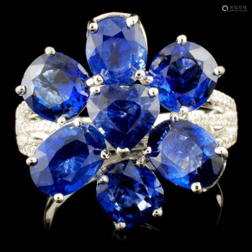 18K Gold 7.74ct Sapphire & 0.23ctw Diamond Ring