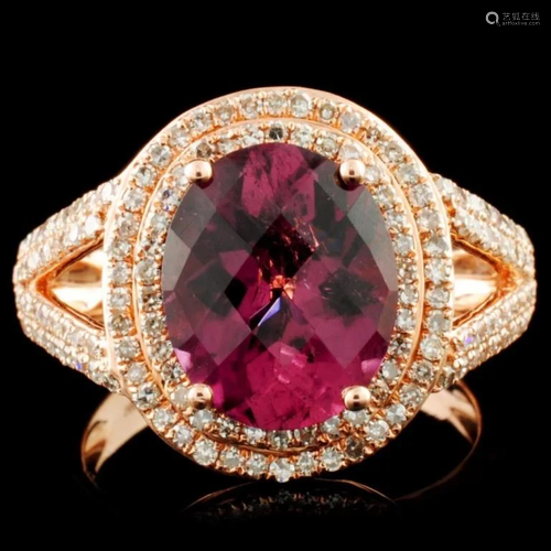 14K Gold 3.61ct Tourmaline & 0.82ctw Diamond Ring