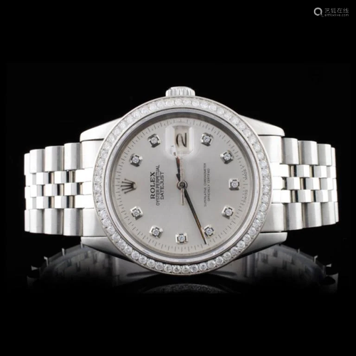 Rolex SS DateJust 36MM Diamond Wristwatch