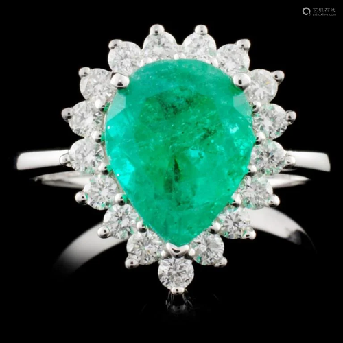 18K Gold 2.32ct Emerald & 0.56ctw Diamond Ring