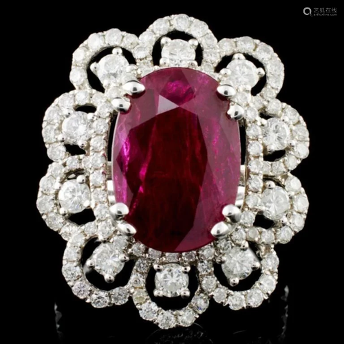 18K Gold 6.07ct Ruby & 1.80ctw Diamond Ring