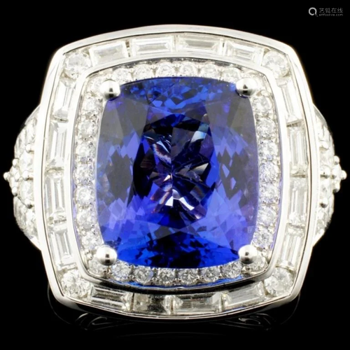 18K Gold 7.74ct Tanzanite & 1.54ctw Diamond Ring