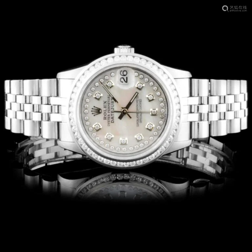 Rolex SS 31mm DateJust Diamond Wristwatch