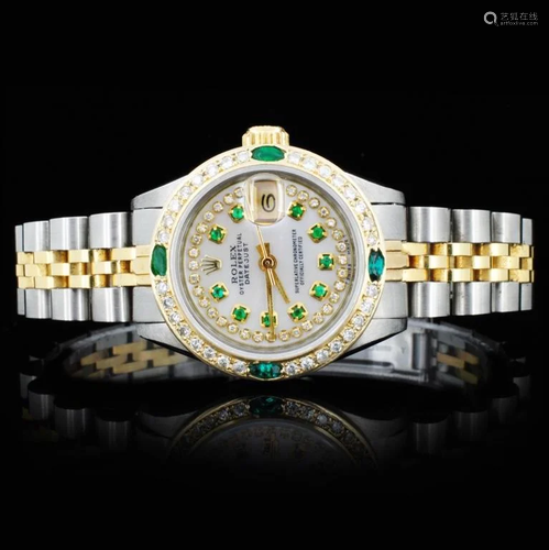 Rolex YG/SS DateJust Diamond Ladies Watch