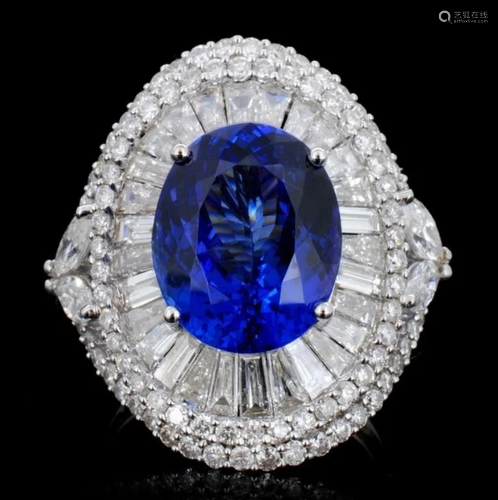 18K Gold 7.26ct Tanzanite & 3.00 Diamond Ring