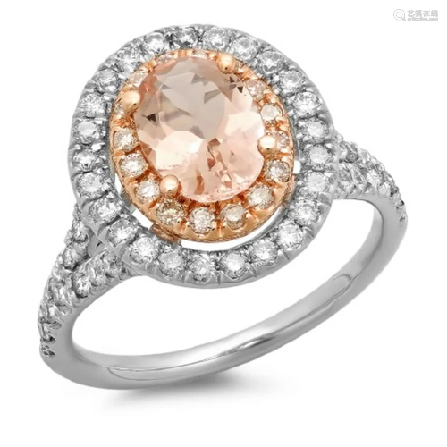 14K Gold 1.50ct Morganite & 0.75ct Diamond Ring