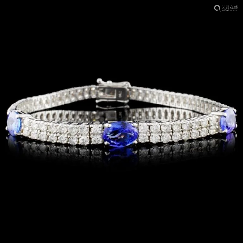 18K Gold 3.96ct Tanzanite & 5.31ct Diamond Bracele