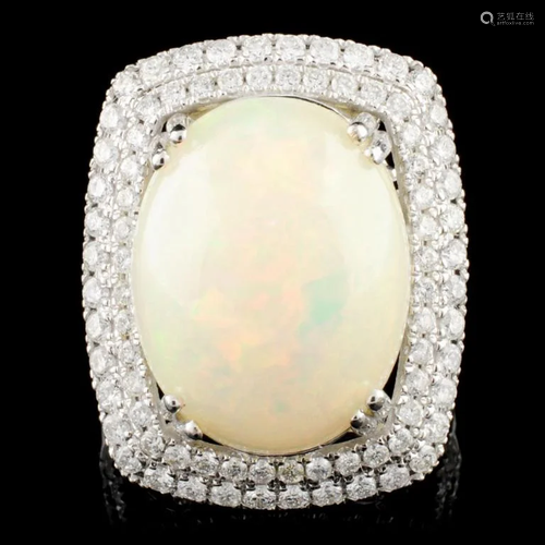 14K Gold 8.45ct Opal & 1.37ctw Diamond Ring