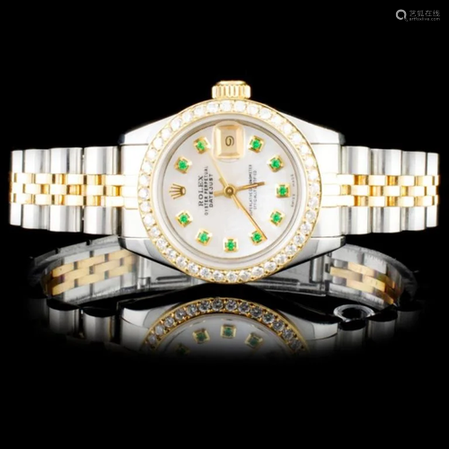 Rolex YG/SS DateJust Diamond Ladies Watch