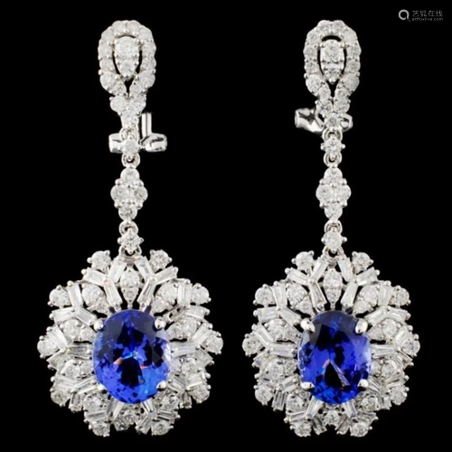 18K Gold 4.72ctw Tanzanite & 3.17ctw Diamond Earri